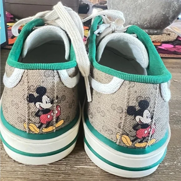 Gucci x Disney Mickey Mouse Athletic Shoes - Green and Cream - Picture 3 of 6